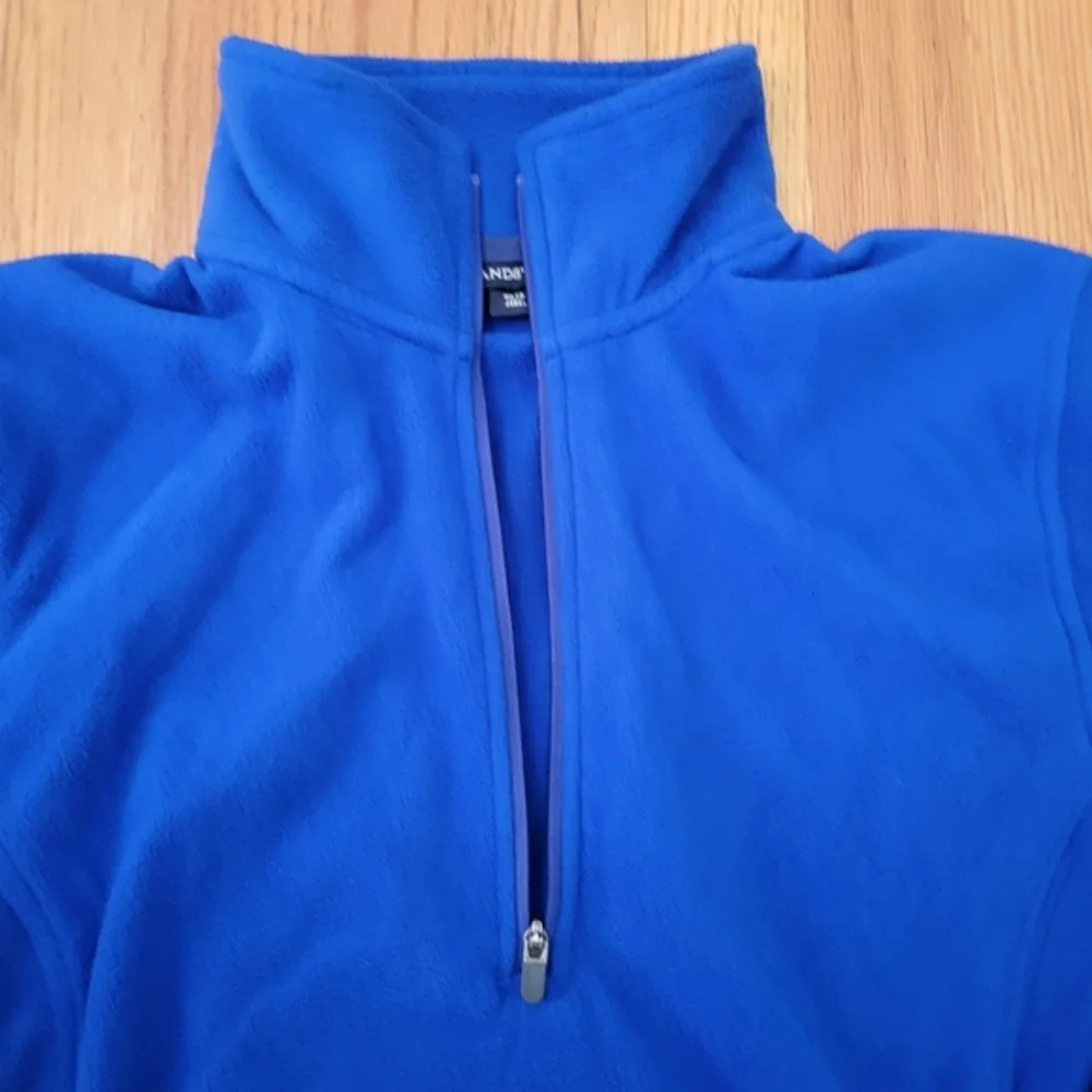 Lands‎ End Boys Fleece Quarter Zip Pullover Sz M Solid Royal Blue Outdoor Winter